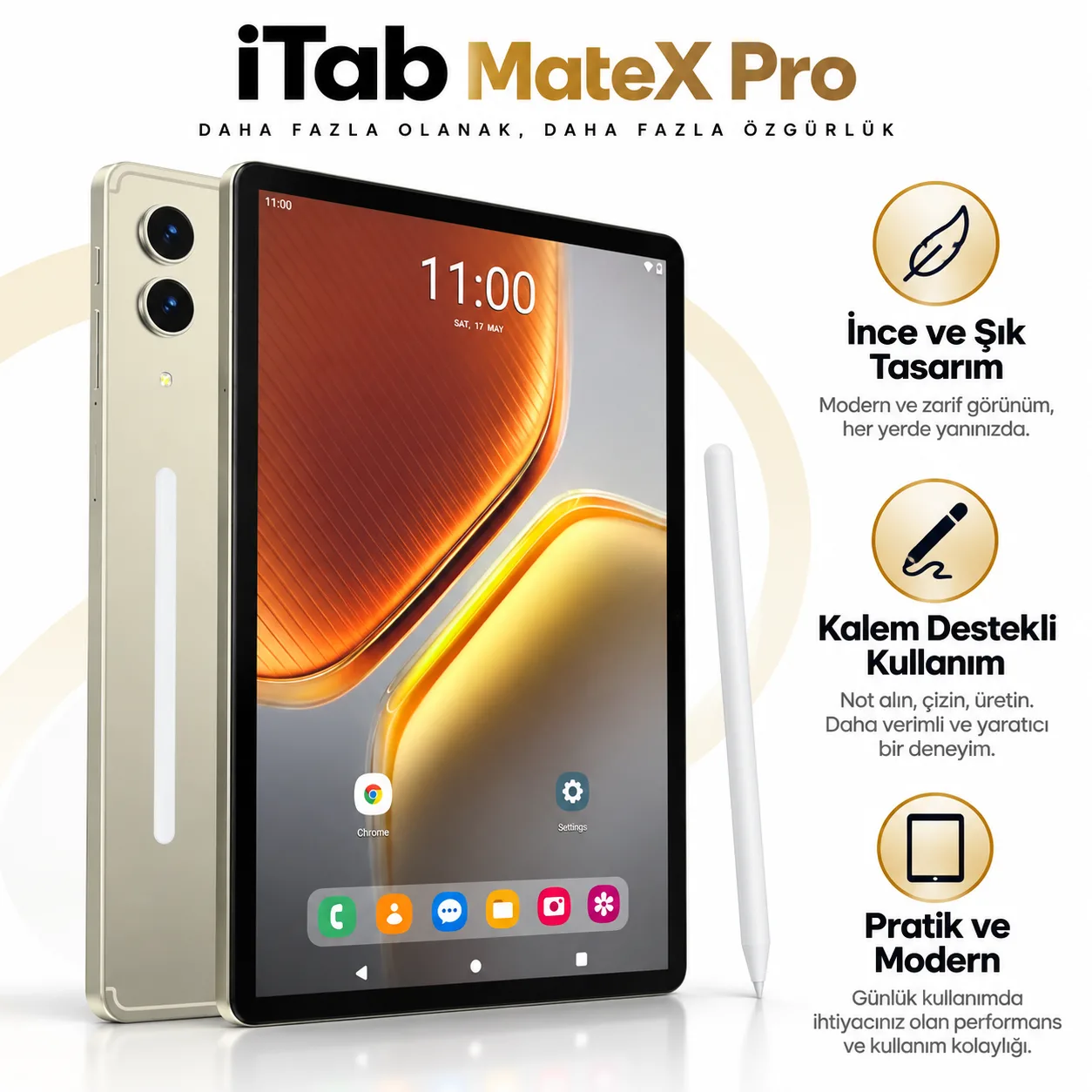 iTab MateX Pro Tablet – Geniş Ekranlı, İnce ve Şık Tasarımlı Android Tablet