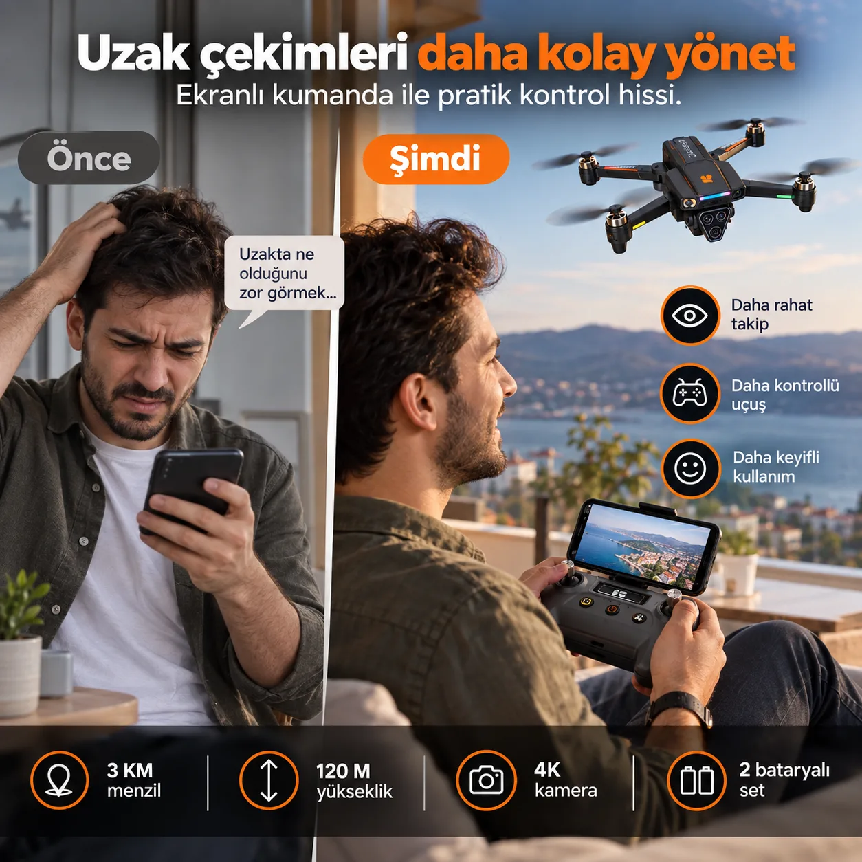 R27 GPS Ultra Drone – 4K, 3 KM, Ekranlı Kumanda – ürün görseli 3