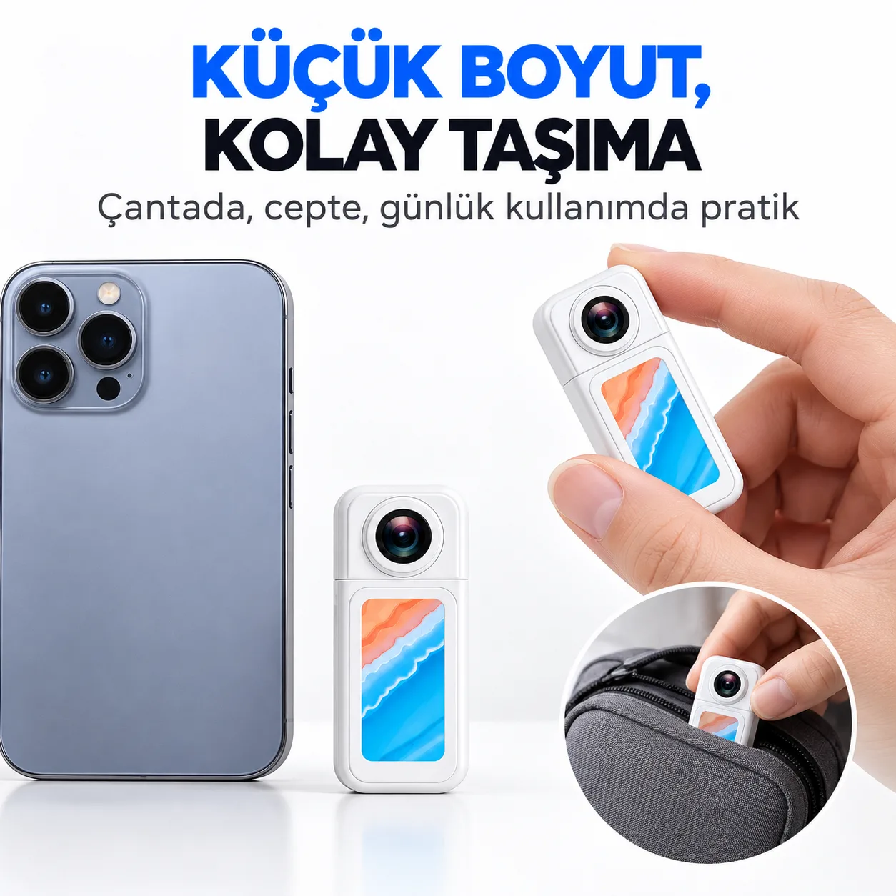 Imextech Thumb Action Camera Mini Aksiyon Kamerası – Ekranlı Kompakt Cep Kamerası