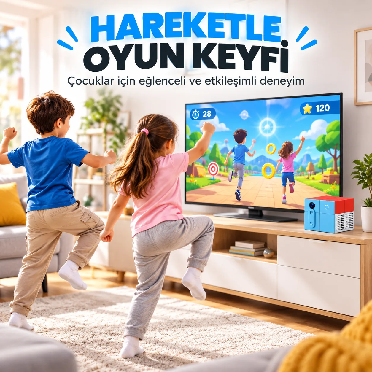 SJGAM M58 AI Hareket Algılamalı Oyun Konsolu – İnteraktif Aile ve Çocuk Oyun Sistemi