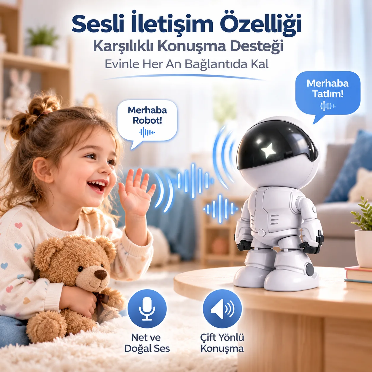 1080P WiFi IP Kamera – 360°, Akıllı Takip, Ses