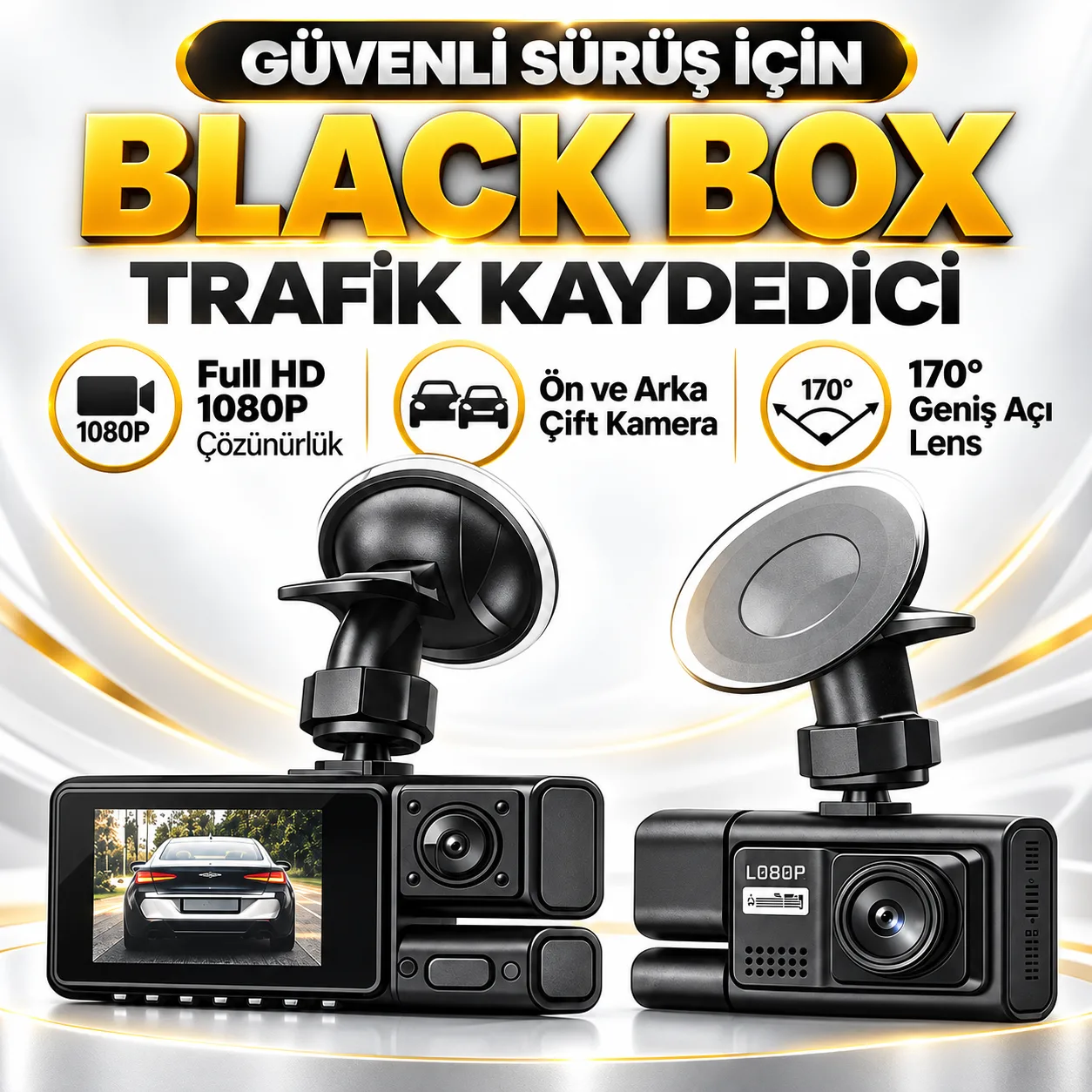 1080P Ön Arka Araç Kamerası – 170° Geniş Açı