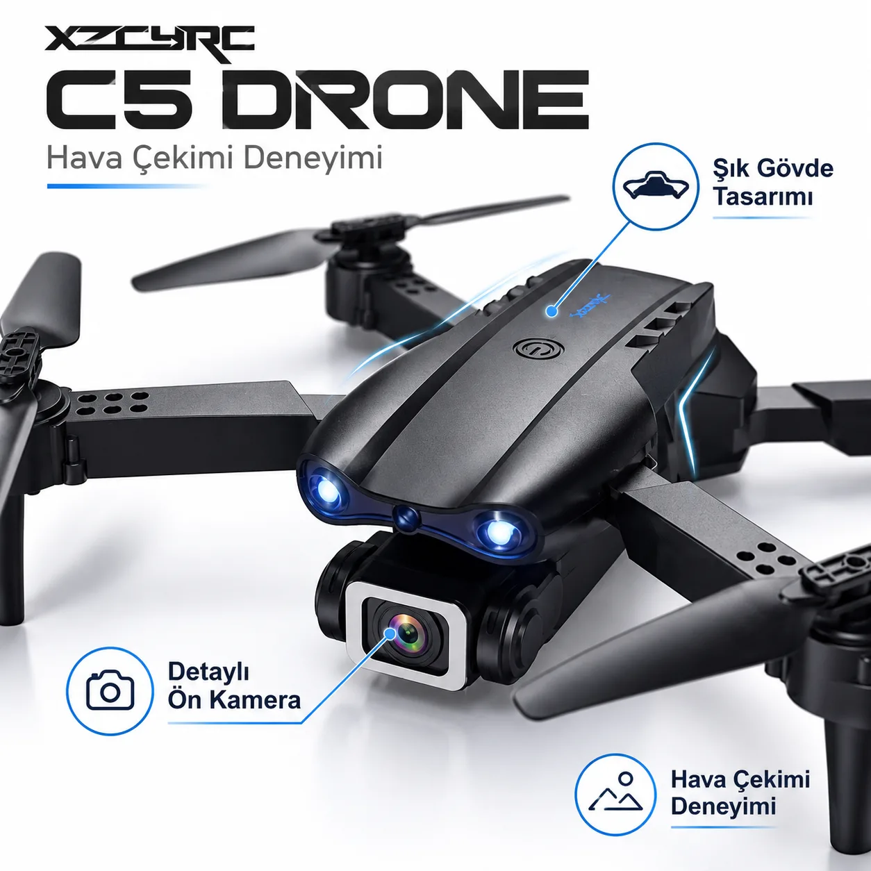 C5 Kameralı Katlanabilir Drone – Hava Fotoğrafçılığı İçin Kumandalı Mini Quadcopter