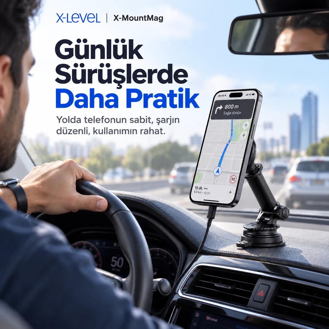 X-Level X-MountMag Manyetik Kablosuz Şarjlı Araç Telefon Tutucu