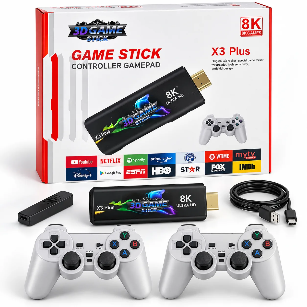 3D Game Stick Retro Oyun Konsolu – 20.000 Oyun, 2 Kol