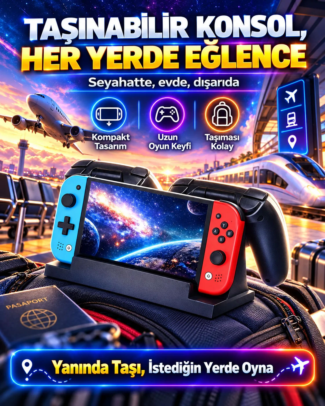 20.000+ Oyunlu Taşınabilir Konsol – 7 İnç HD Ekran