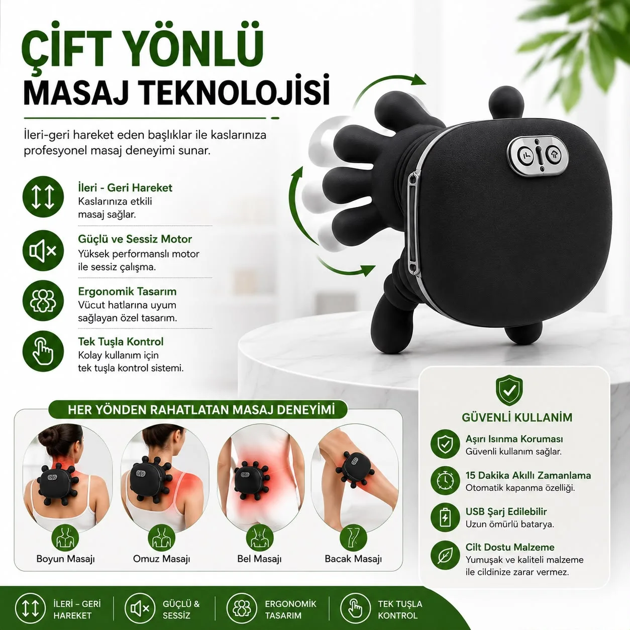 8 Noktalı Boyun ve Omuz Masaj Aleti – Çift Taraflı – ürün görseli 3