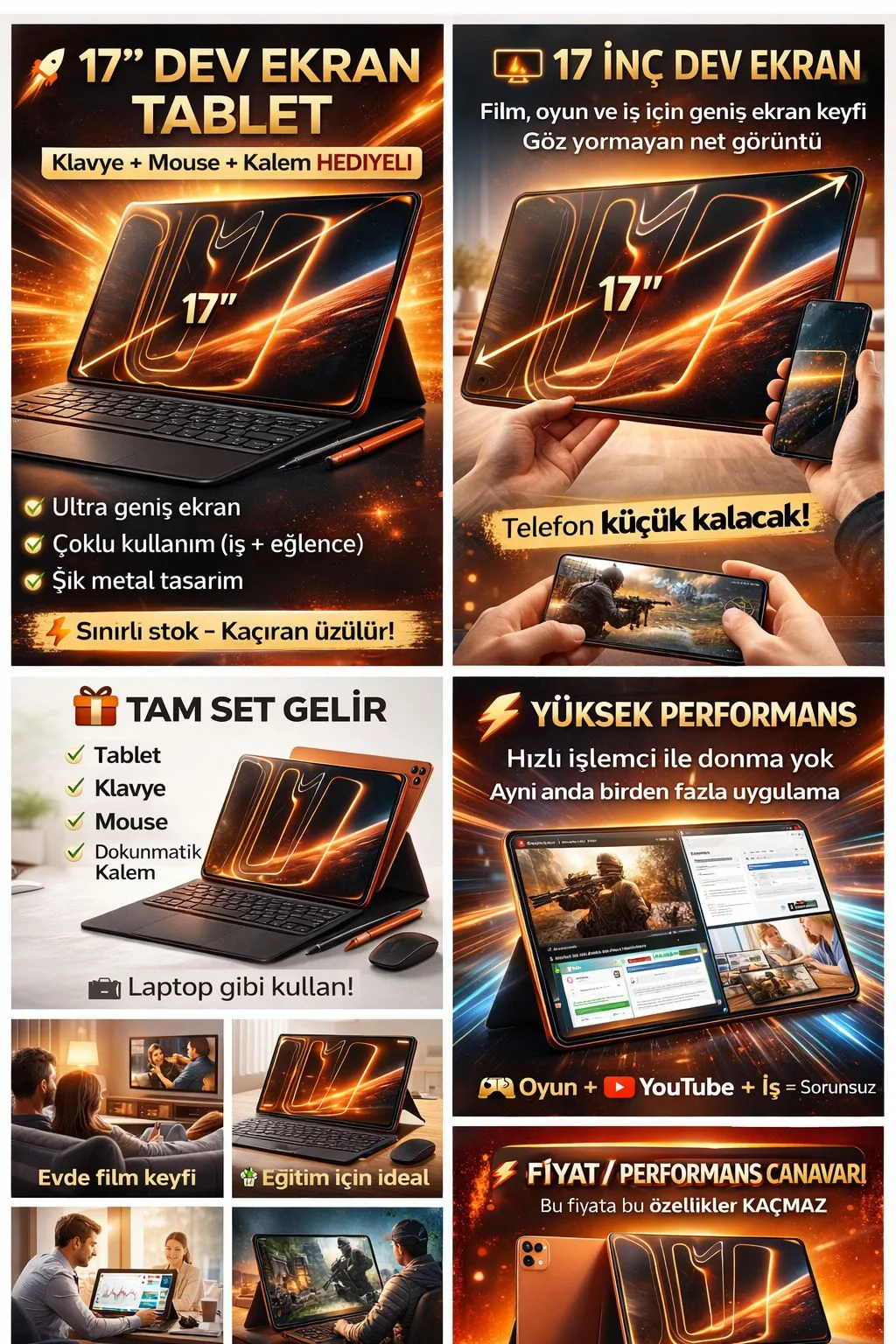 17 PRO MAX Klavyeli Tablet Seti – Mouse ve Kalem Dahil – ürün görseli 11