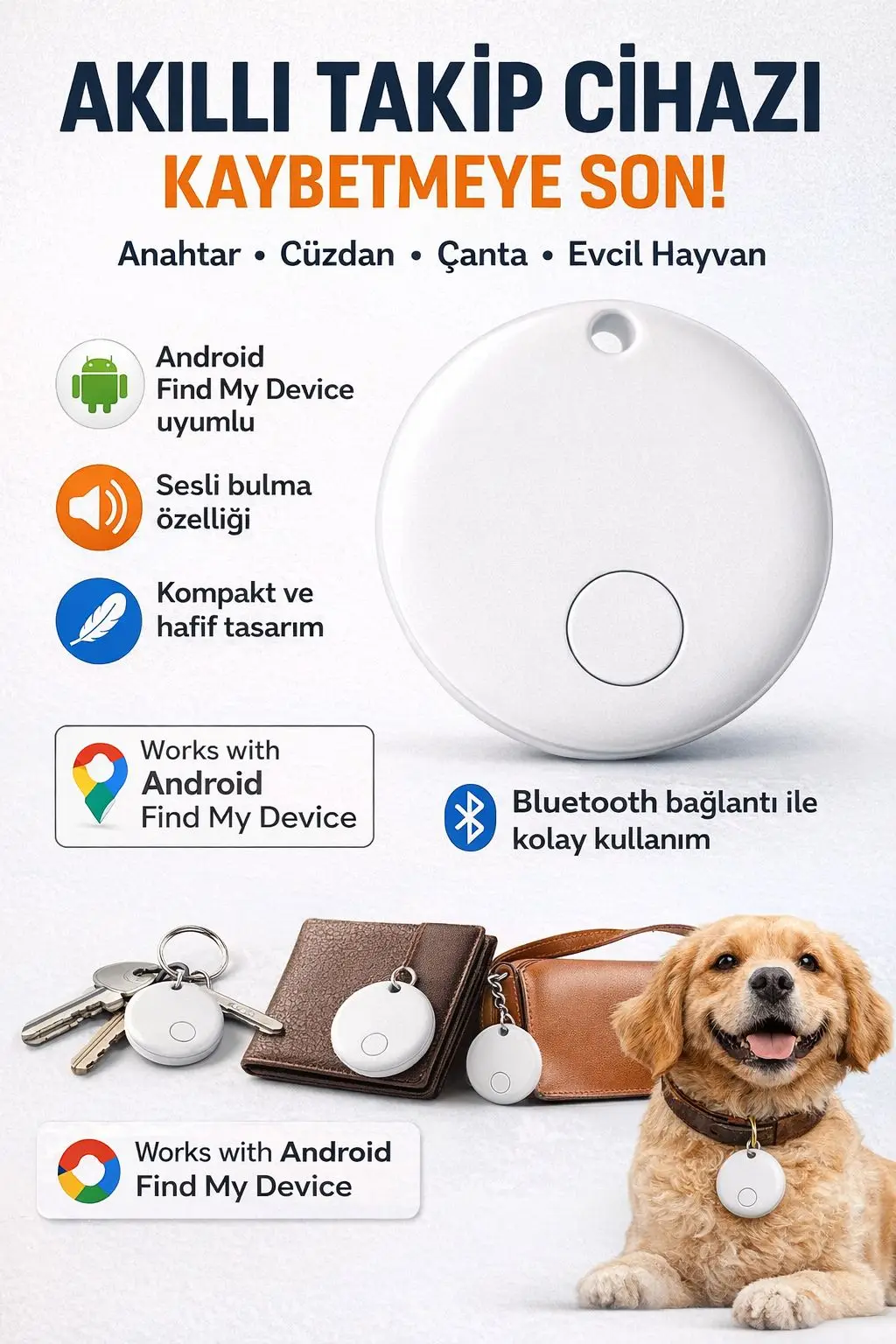 Bluetooth Akıllı Takip Cihazı – Android ve iOS Uyumlu
