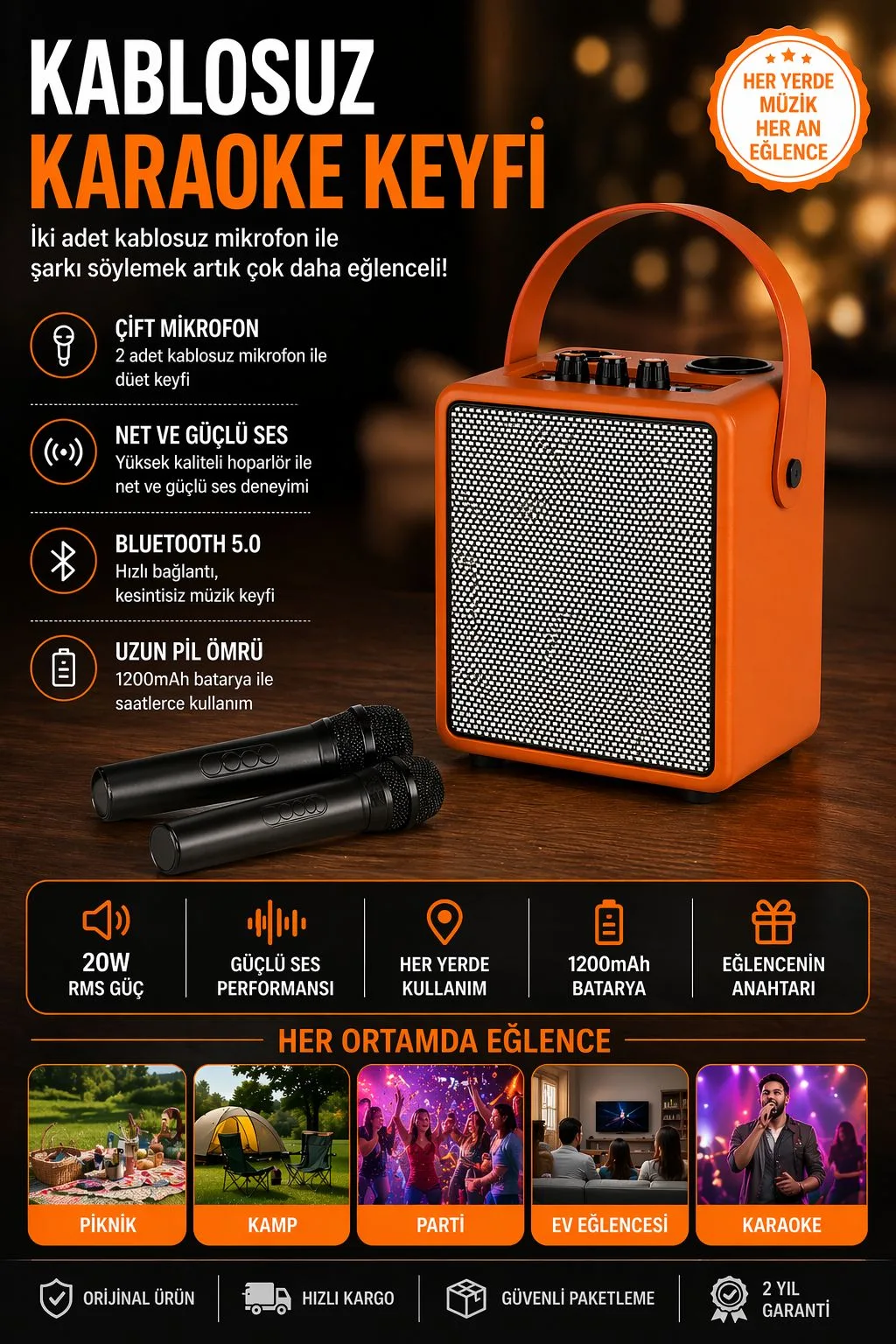 M006 Karaoke Bluetooth Hoparlör – Mikrofonlu – ürün görseli 3