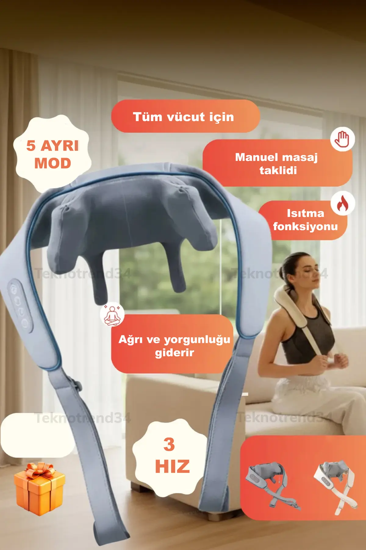 Bakeey Isıtmalı Boyun ve Omuz Masaj Aleti – 5 Mod, 3 Hız – ürün görseli 5
