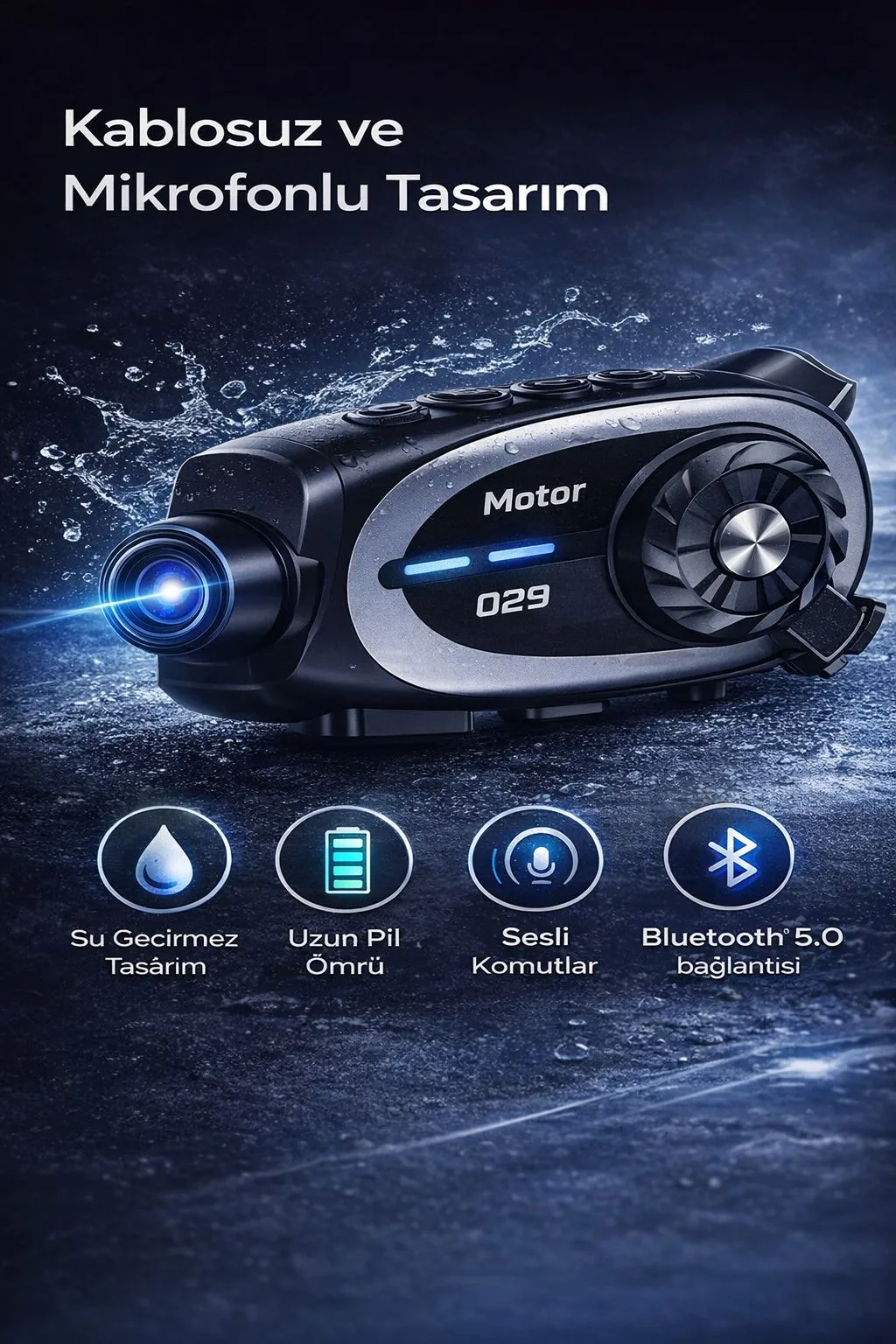 1080P Motosiklet Kask Kamerası ve Bluetooth Kulaklık – ürün görseli 4