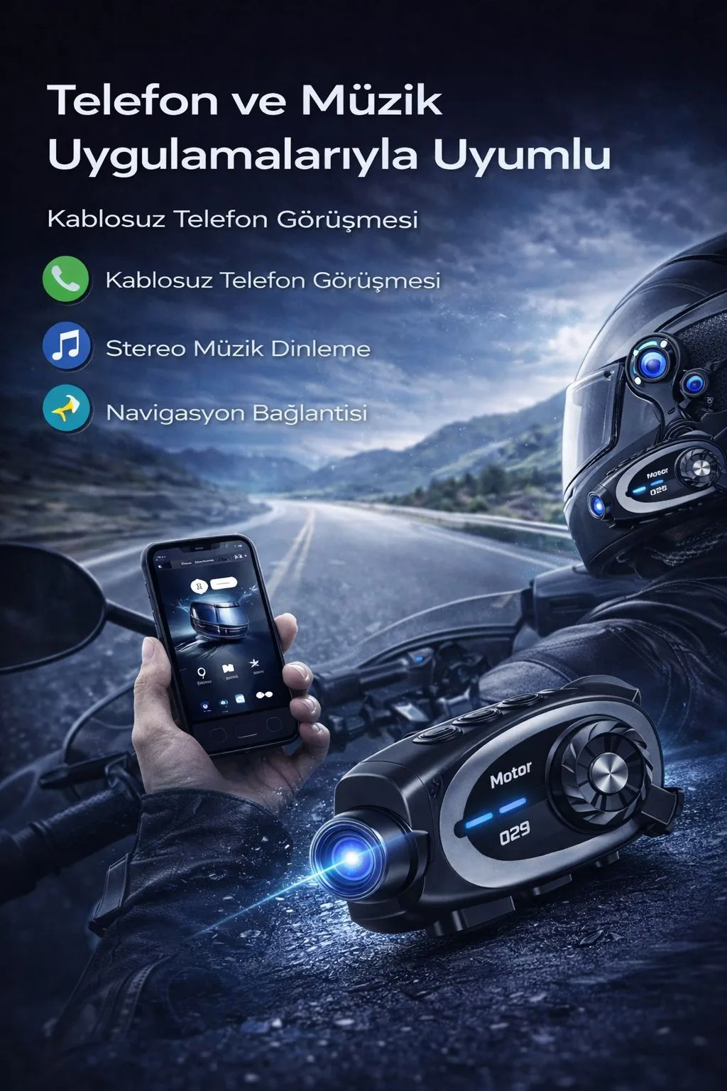 1080P Motosiklet Kask Kamerası ve Bluetooth Kulaklık – ürün görseli 5