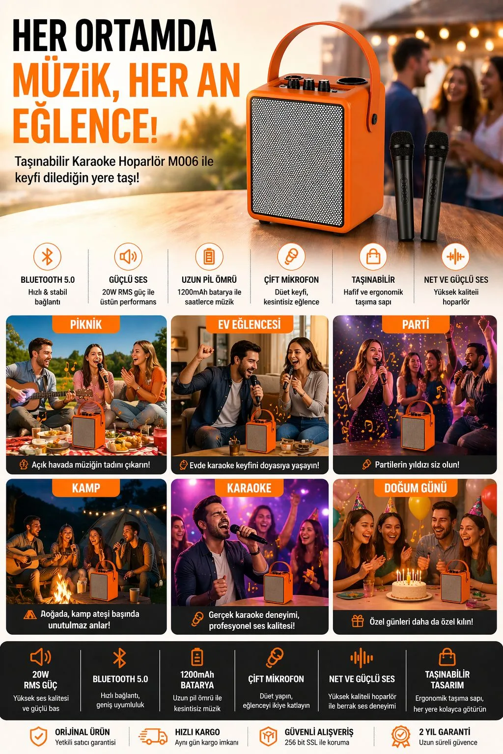 M006 Karaoke Bluetooth Hoparlör – Mikrofonlu – ürün görseli 6