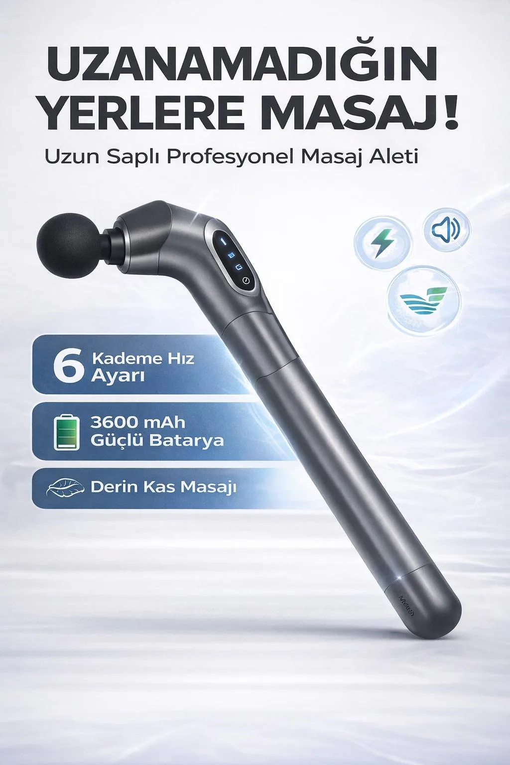 Şarjlı Masaj Tabancası – Titreşimli Kas Masaj Aleti – ürün görseli 4