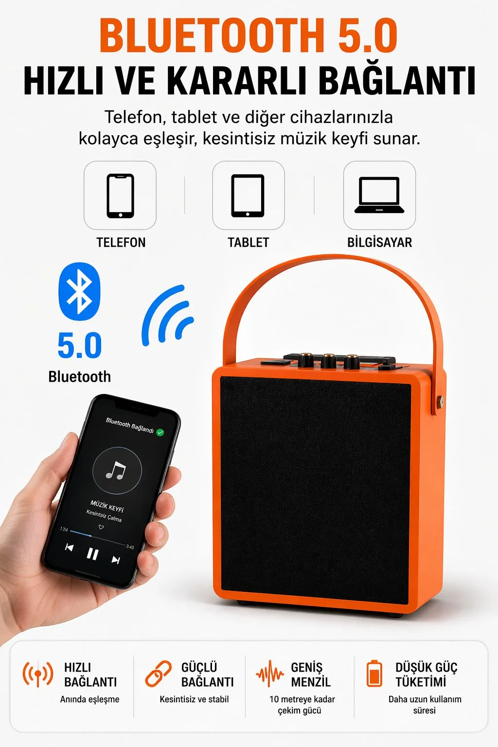 ABS-W5 Bluetooth Hoparlör – Mikrofonlu – ürün görseli 4