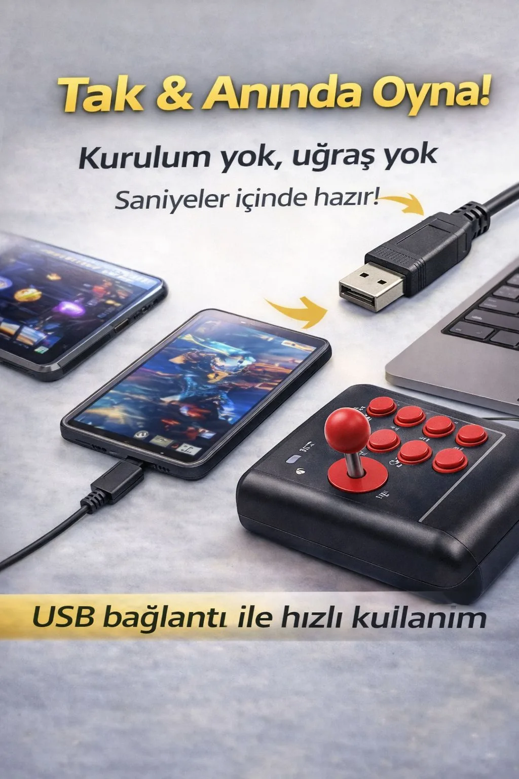 Tek Kişilik Arcade Oyun Konsolu – USB, TV Bağlantılı – ürün görseli 3