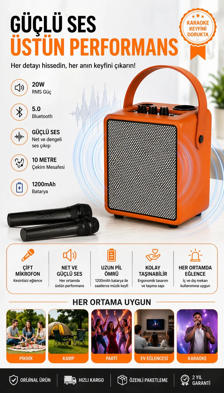 M006 Karaoke Bluetooth Hoparlör – Mikrofonlu – ürün görseli 2