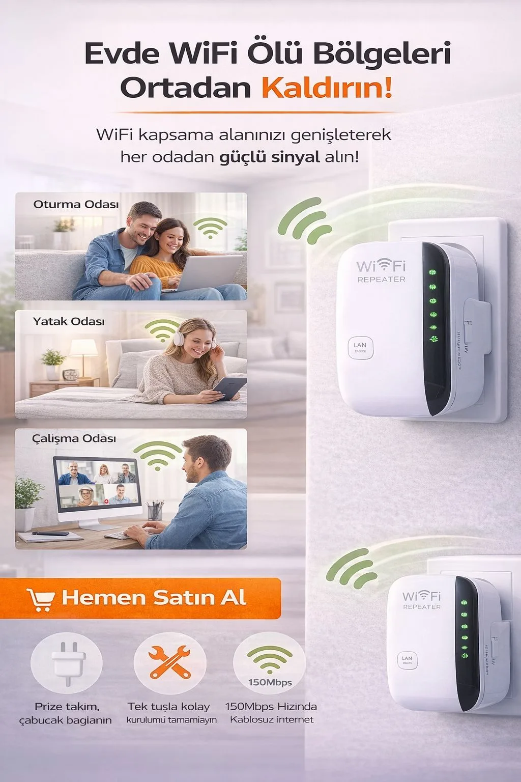 300Mbps WiFi Sinyal Güçlendirici Repeater – ürün görseli 6