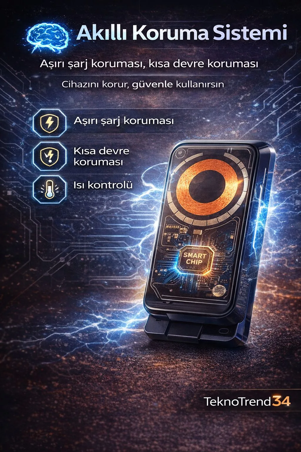 Kablosuz Hızlı Şarj Standı – Akıllı Koruma – ürün görseli 6