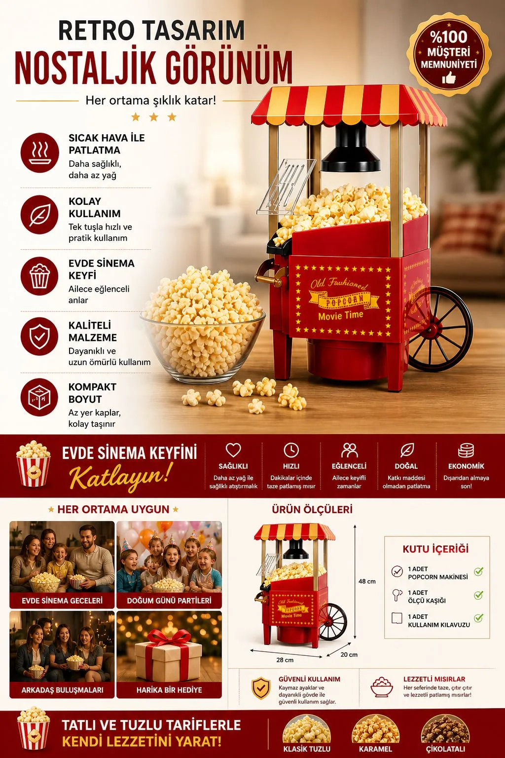 Retro Popcorn Makinesi – Ev Tipi Mısır Patlatma – ürün görseli 4