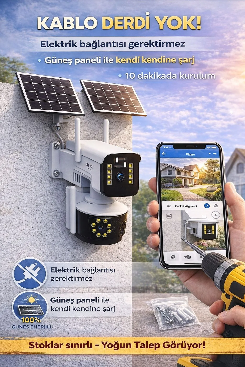 IP66 Solar Güvenlik Kamerası – WiFi, 360°, Dış Mekân – ürün görseli 6