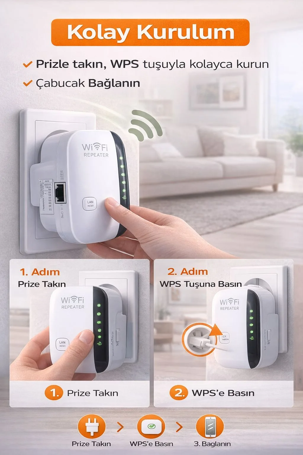 300Mbps WiFi Sinyal Güçlendirici Repeater – ürün görseli 4