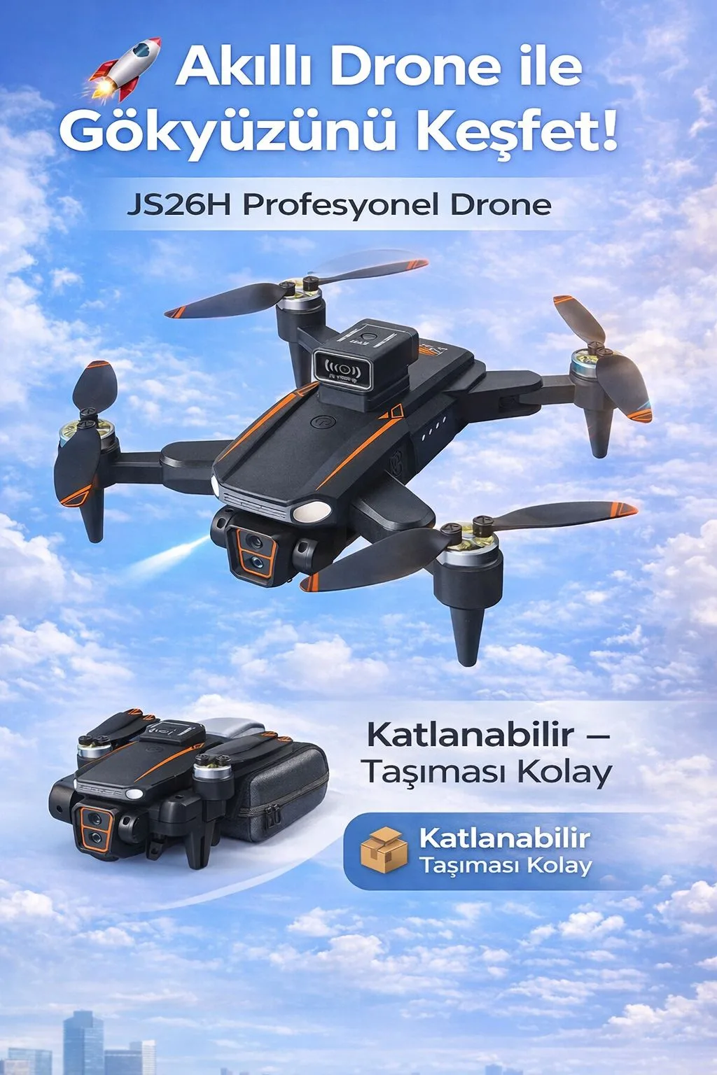 Optical Flow Kameralı Drone – Katlanabilir, HD