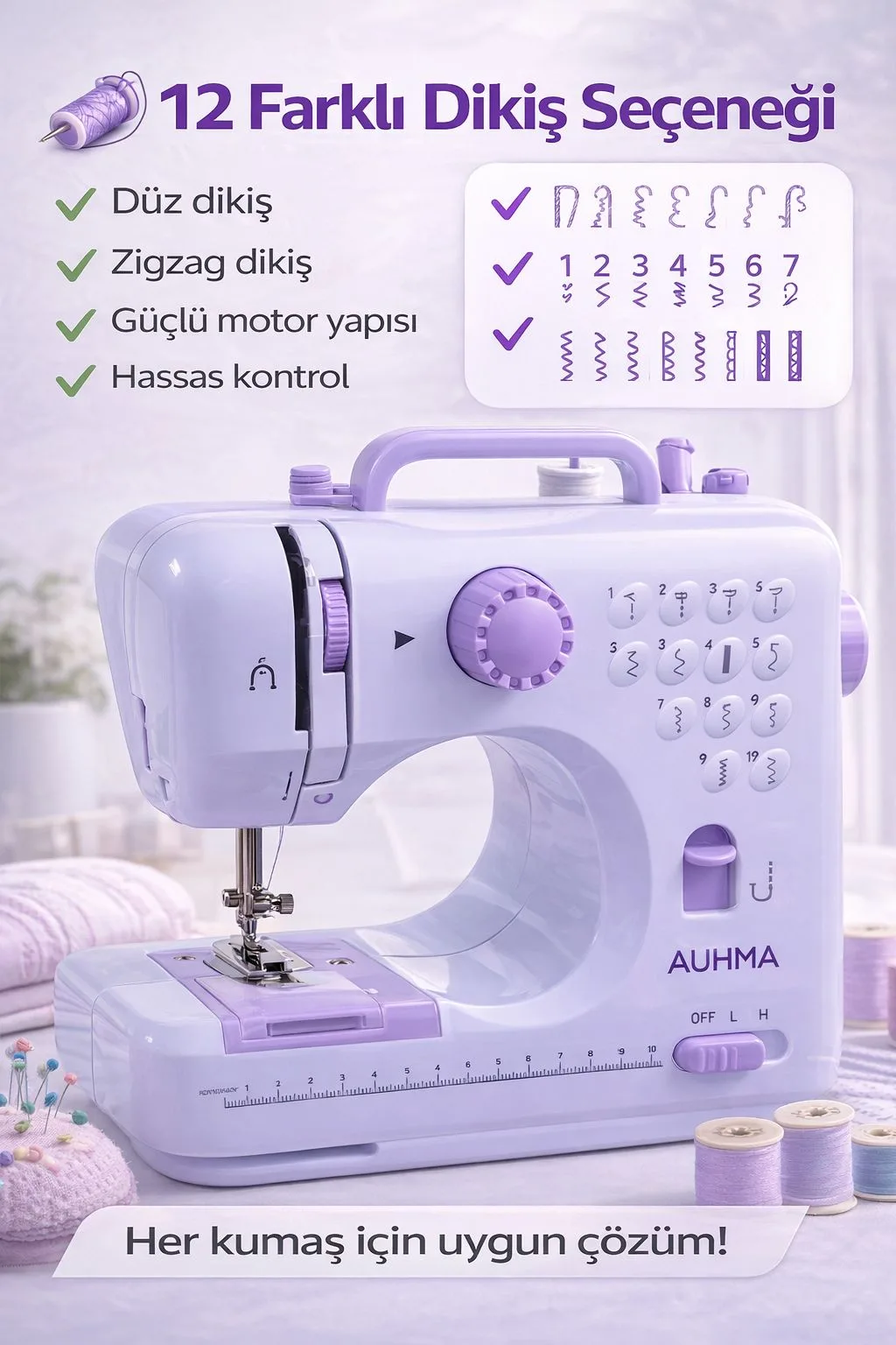 12 Programlı Mini Dikiş Makinesi – Taşınabilir – ürün görseli 2