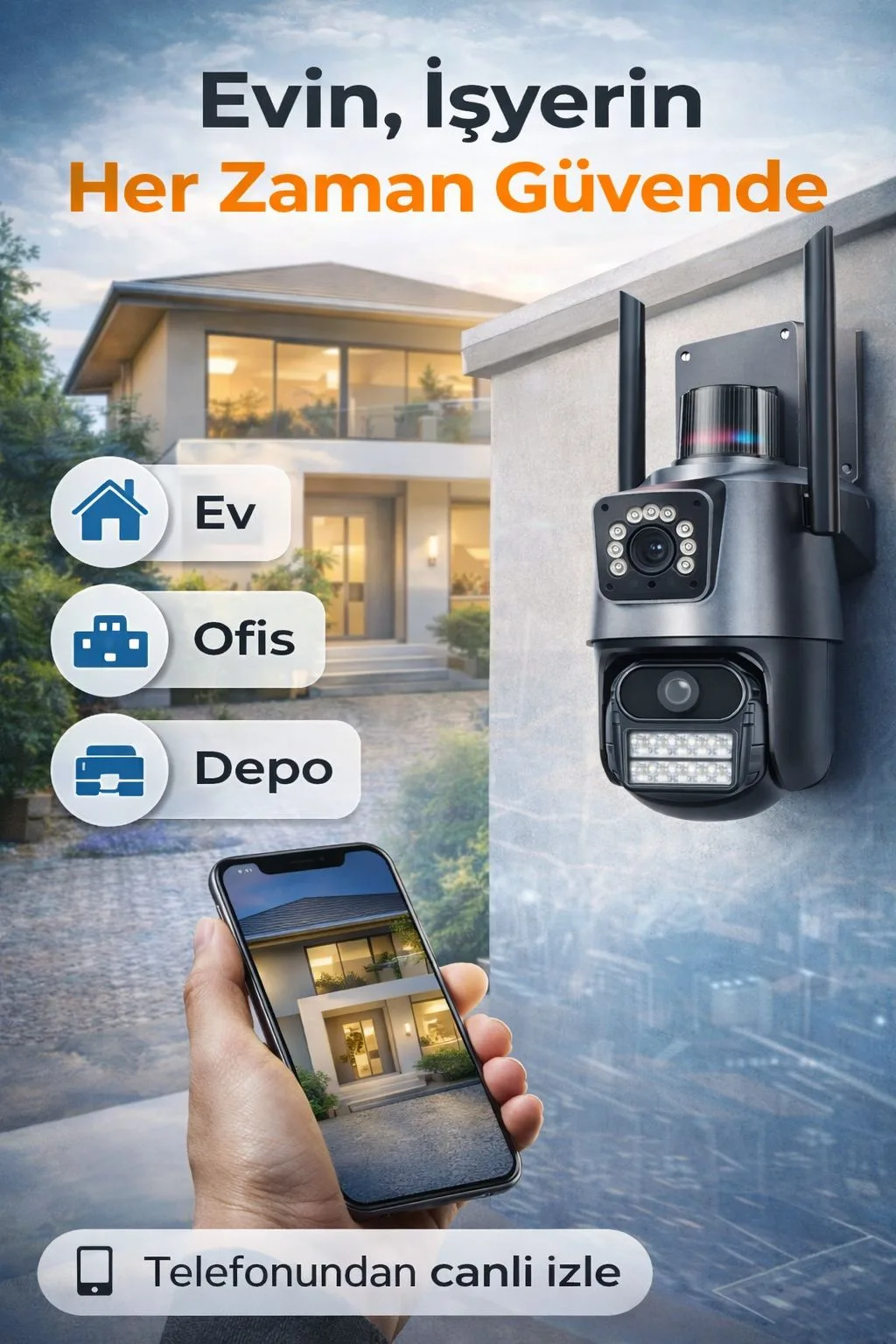 360° WiFi Güvenlik Kamerası – Gece Görüş, Hareket Takip – ürün görseli 3