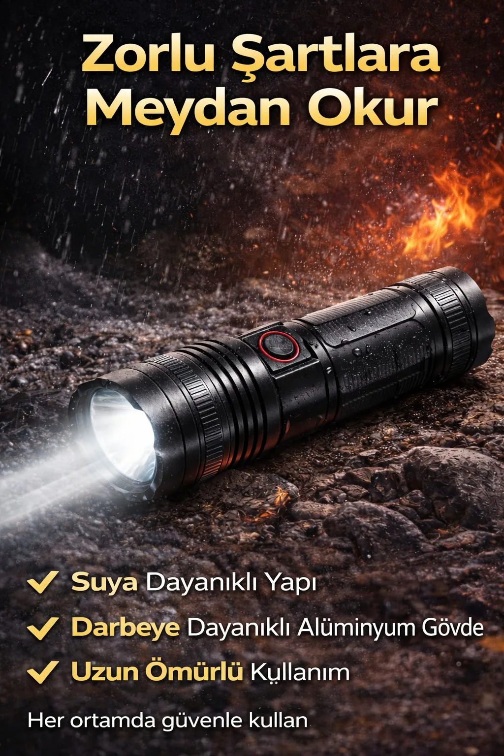 Powerbank Özellikli LED El Feneri – USB Şarjlı – ürün görseli 4