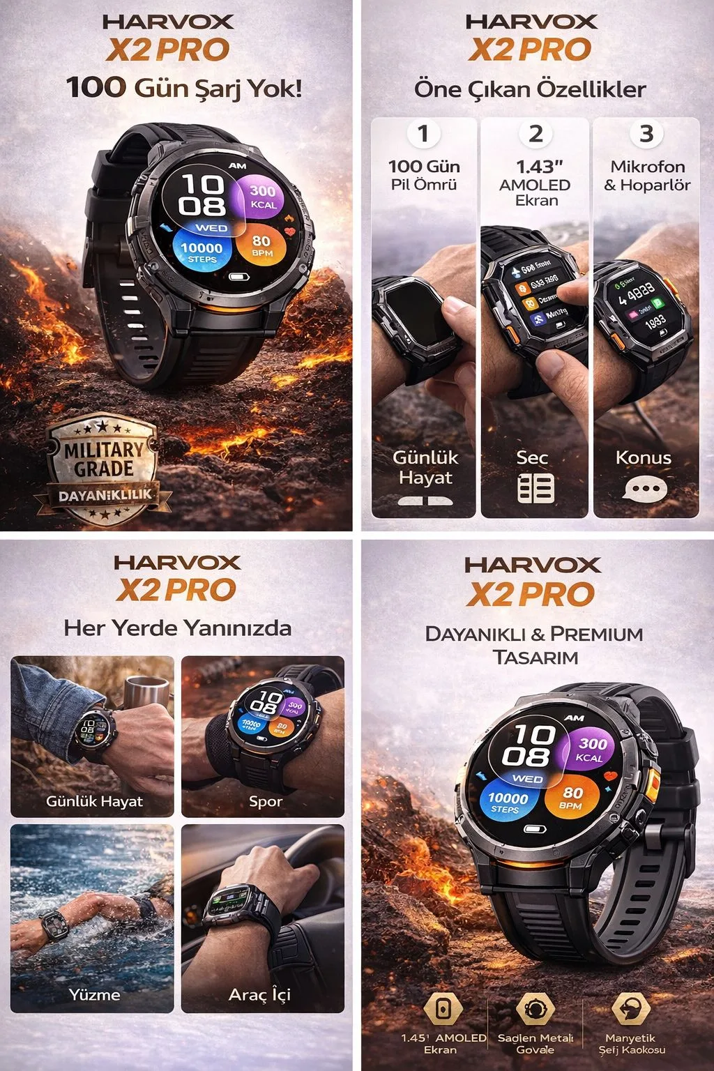 Harvox X2 Pro Akıllı Saat – AMOLED, Uzun Bekleme Süresi – ürün görseli 6