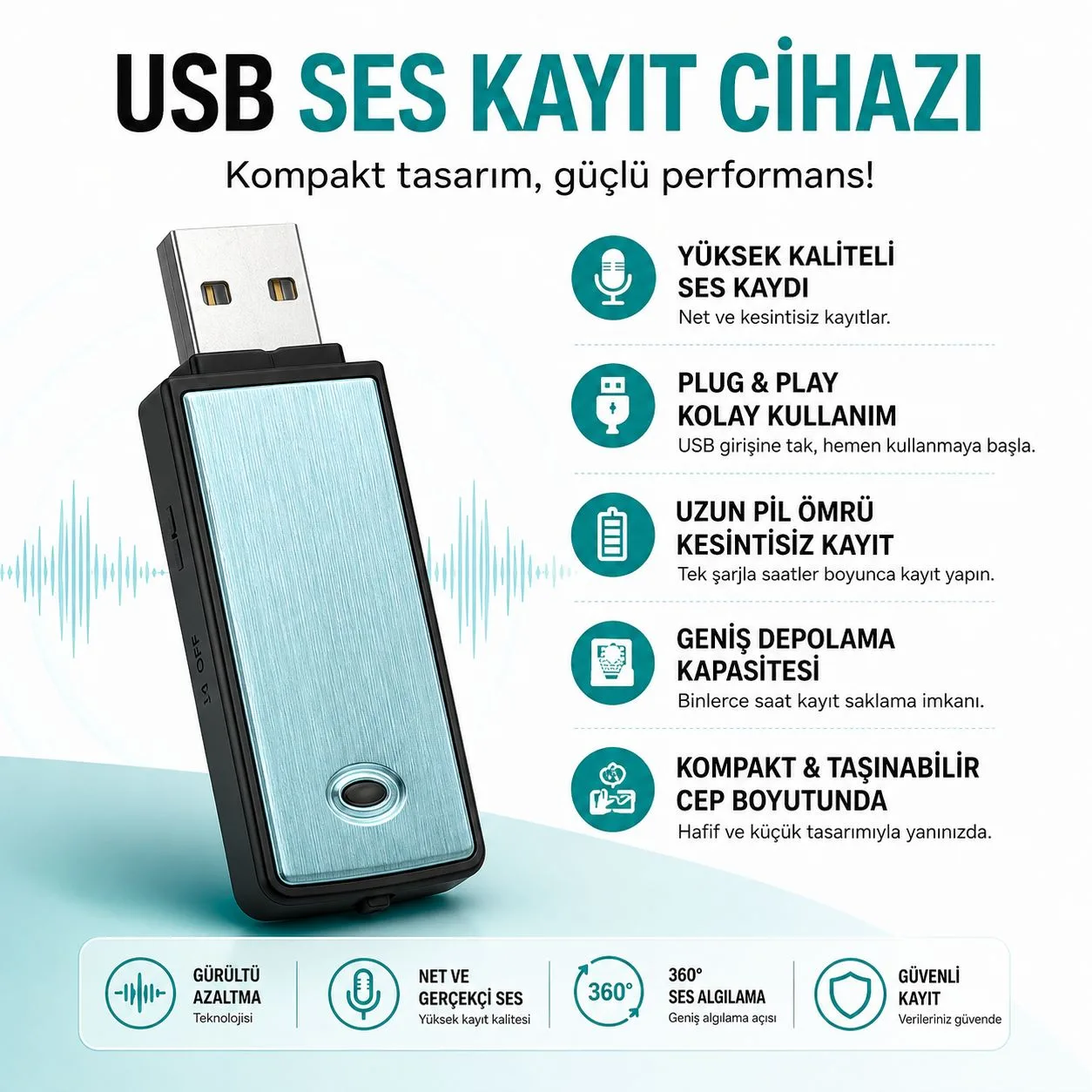 USB Mini Ses Kayıt Cihazı – Dijital Voice Recorder