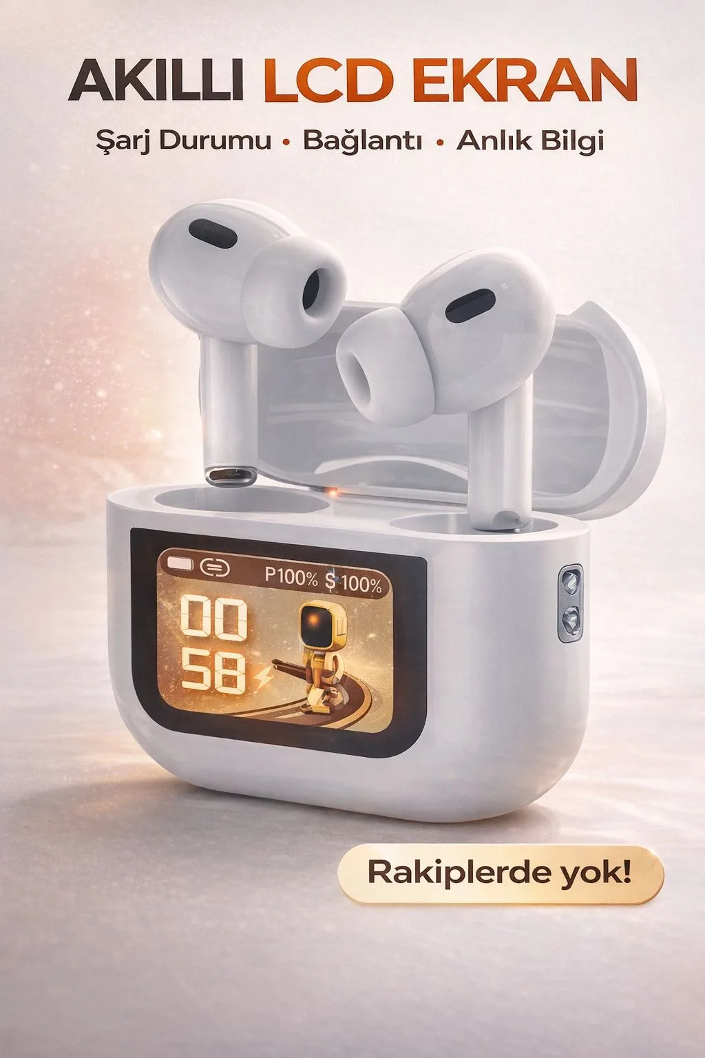 LCD Ekranlı TWS Bluetooth Kulaklık – Dokunmatik – ürün görseli 2