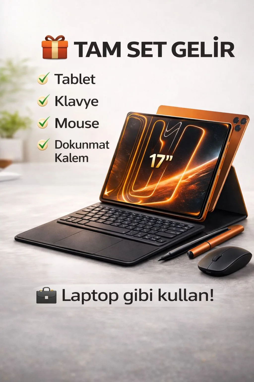 17 PRO MAX Klavyeli Tablet Seti – Mouse ve Kalem Dahil – ürün görseli 2