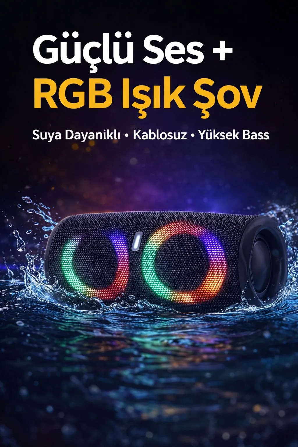 RGB Bluetooth Hoparlör – Su Geçirmez, Güçlü Bas