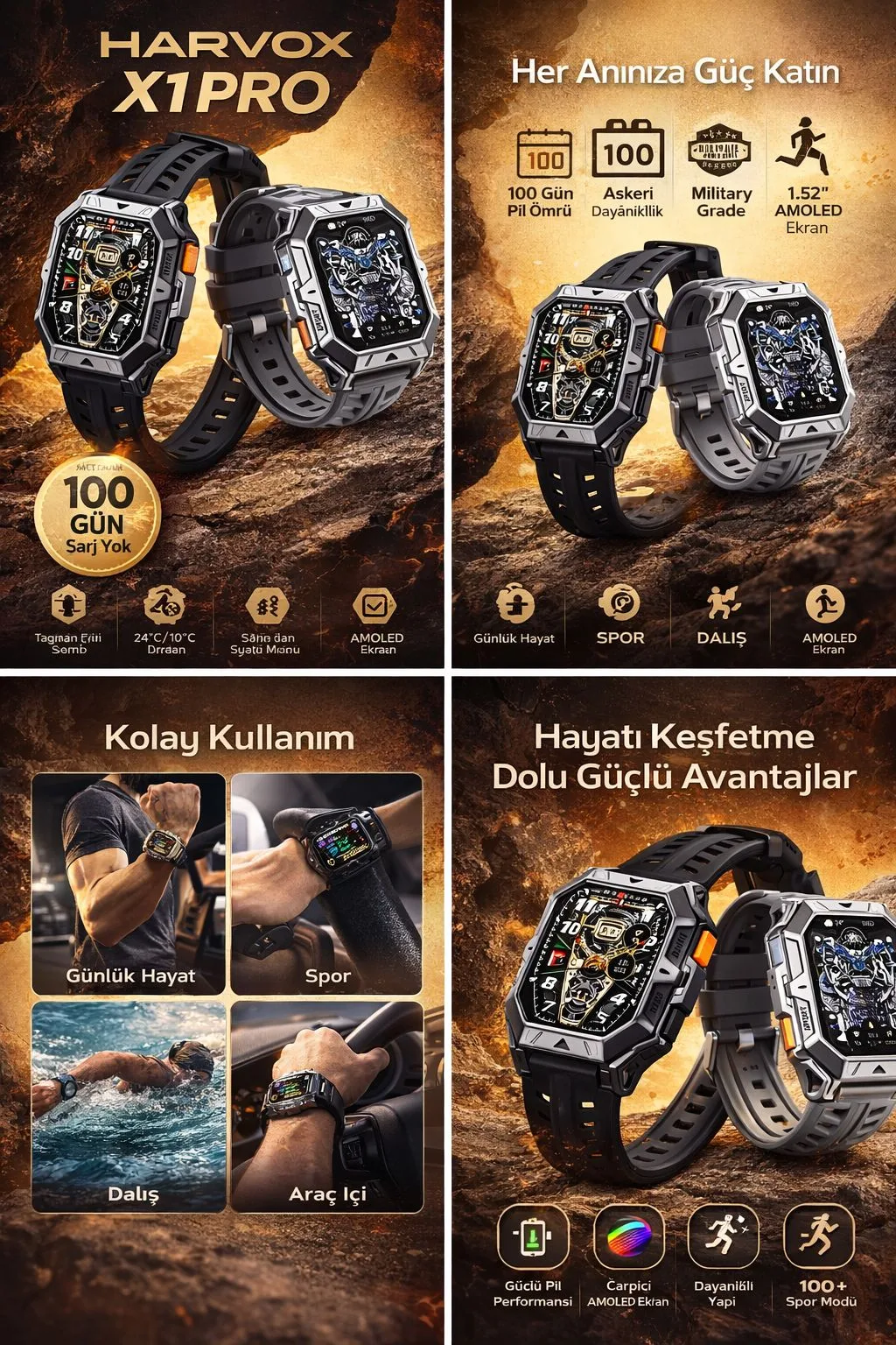 Harvox X1 Pro Akıllı Saat – AMOLED, 100+ Spor Modu – ürün görseli 5