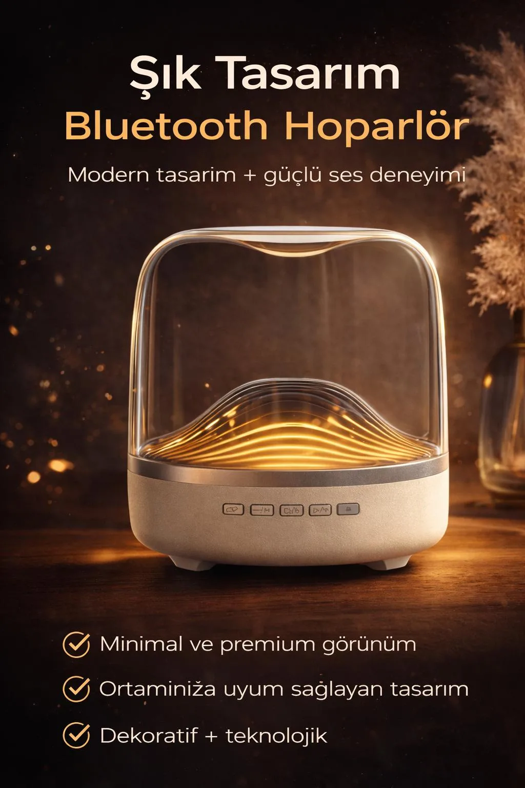 LED Masa Lambalı Bluetooth Hoparlör – Dekoratif Tasarım
