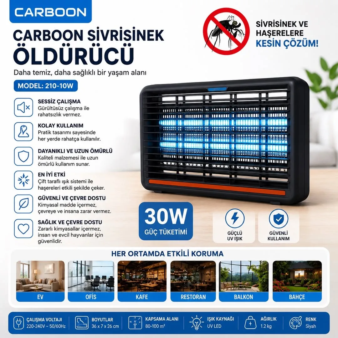 30W UV Elektrikli Sinek Öldürücü – Tuzak Lambası – ürün görseli 3