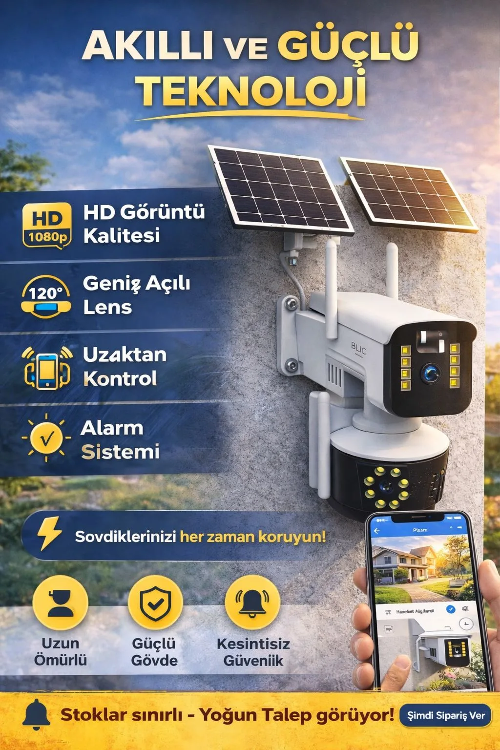 IP66 Solar Güvenlik Kamerası – WiFi, 360°, Dış Mekân – ürün görseli 5