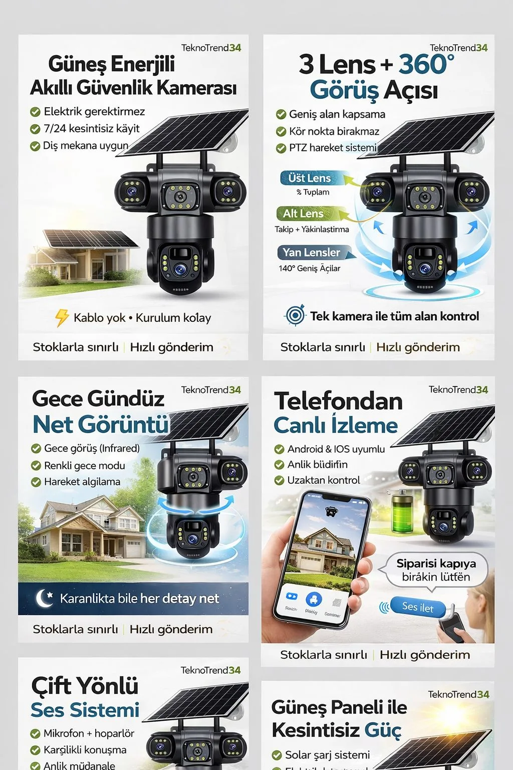 Solar Dış Mekân Güvenlik Kamerası – WiFi, 360° – ürün görseli 7