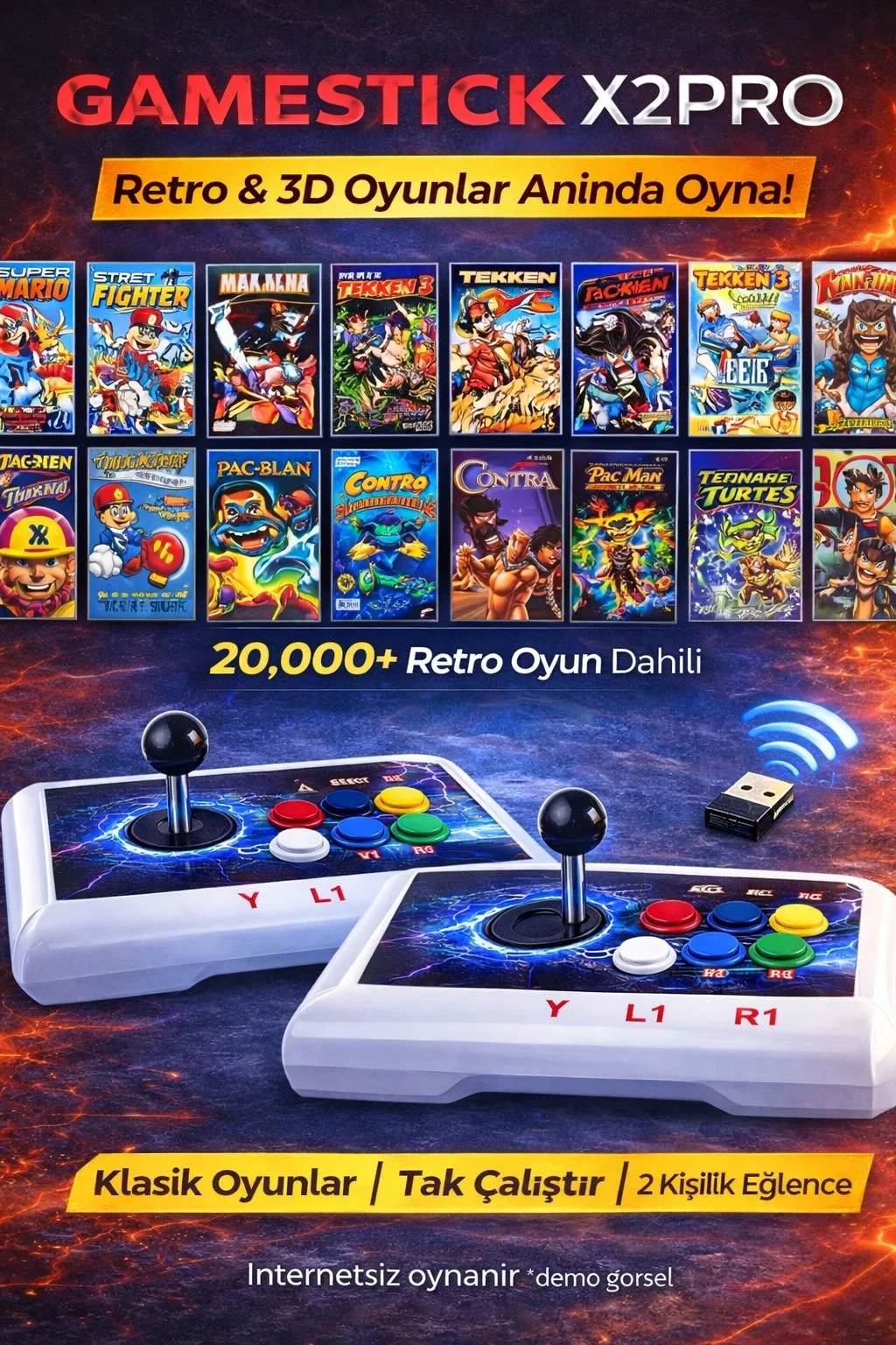 Gamestick X2 Pro – 42.000 Oyun, 2 Kol, HDMI – ürün görseli 4