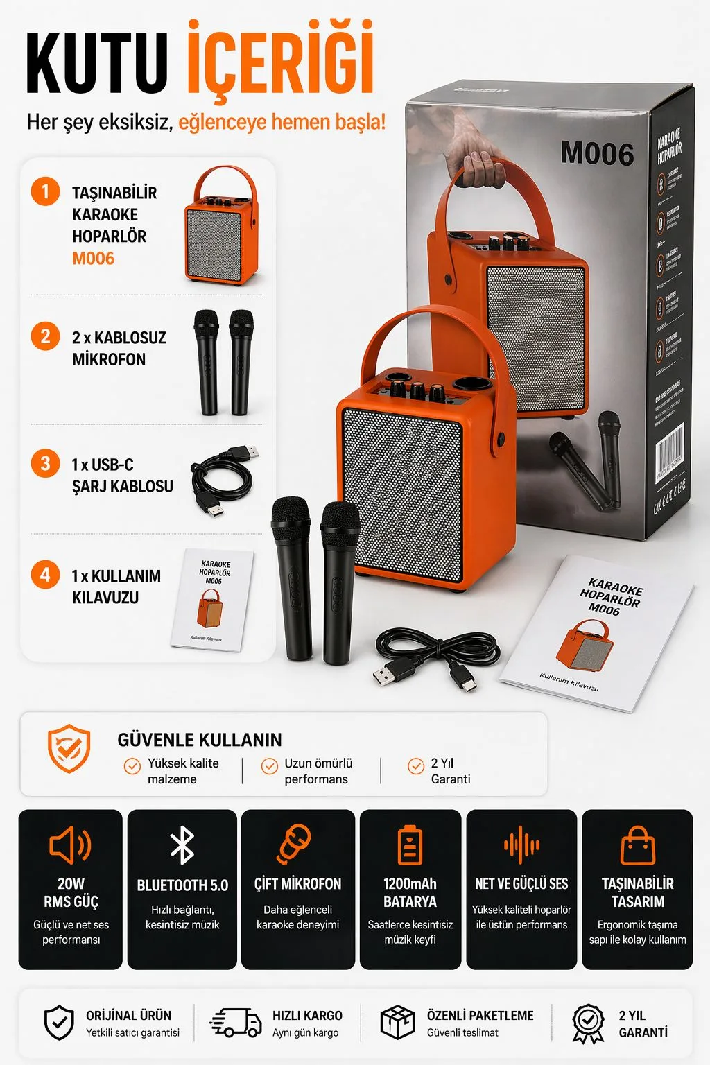 M006 Karaoke Bluetooth Hoparlör – Mikrofonlu – ürün görseli 4