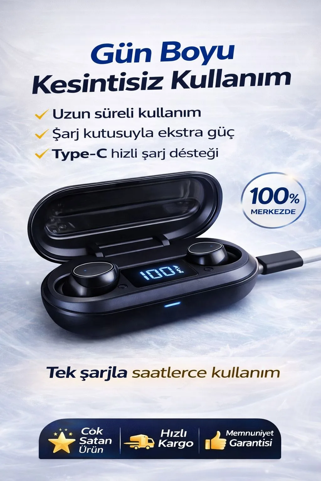 LED Ekranlı TWS Bluetooth Kulaklık – Dokunmatik – ürün görseli 6