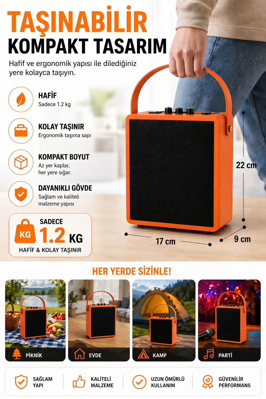 ABS-W5 Bluetooth Hoparlör – Mikrofonlu – ürün görseli 2