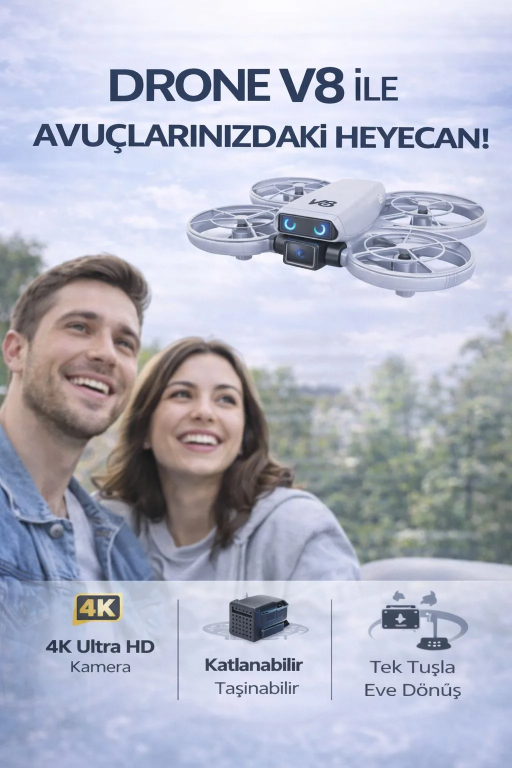 V8 Mini Drone – 4K Kamera, 30 Dakika Uçuş – ürün görseli 7