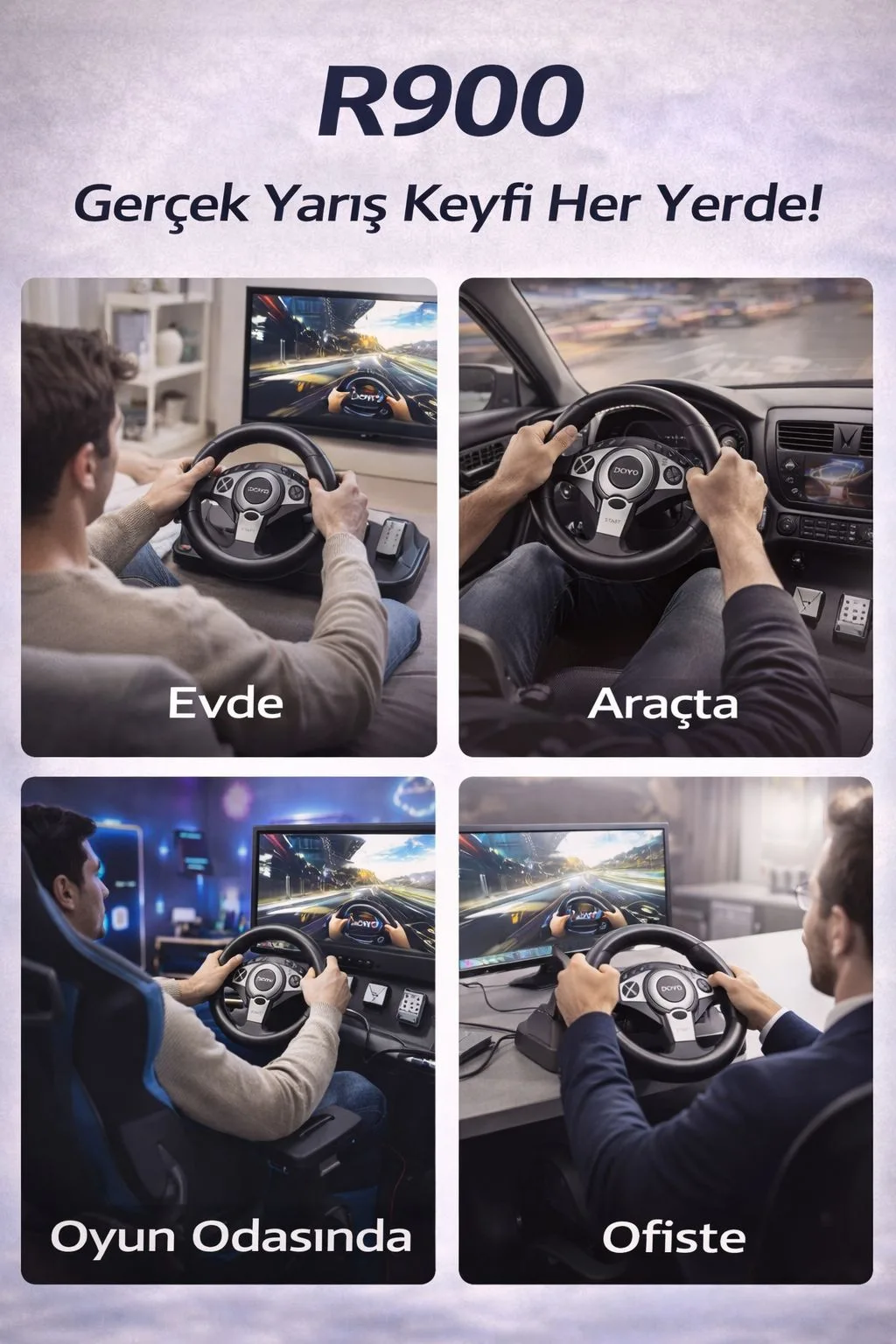 R900 Oyun Direksiyonu – 900°, Pedal ve Vites Seti – ürün görseli 9