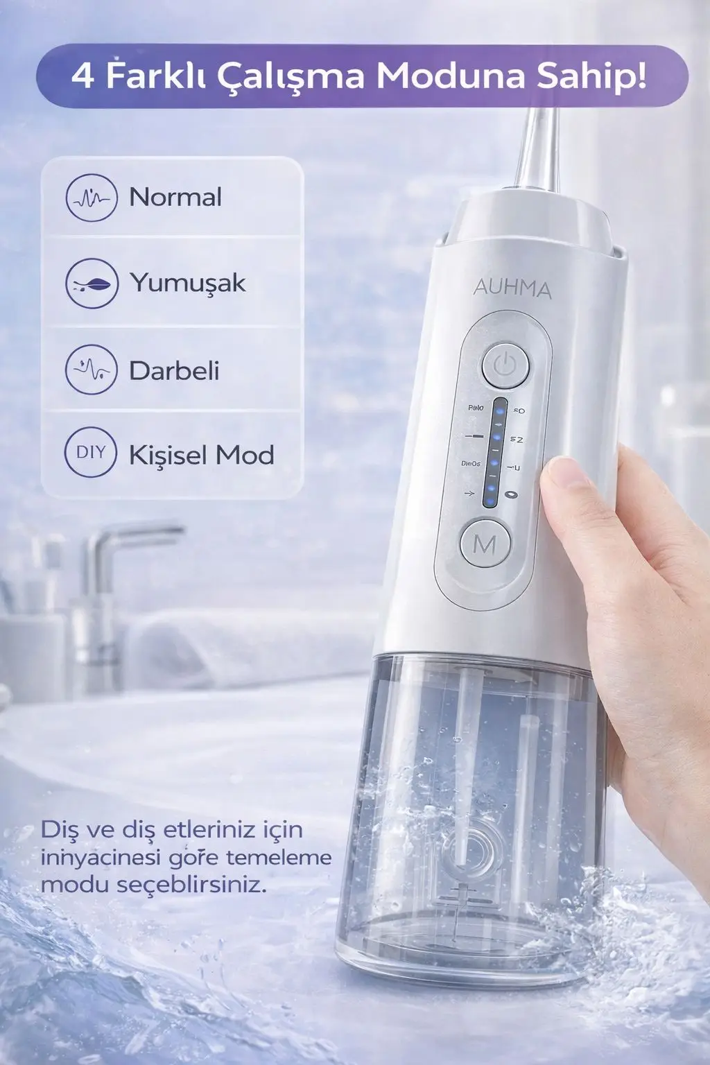 Şarjlı Ağız Duşu – 320 ml, 4 Mod, IPX7 – ürün görseli 2