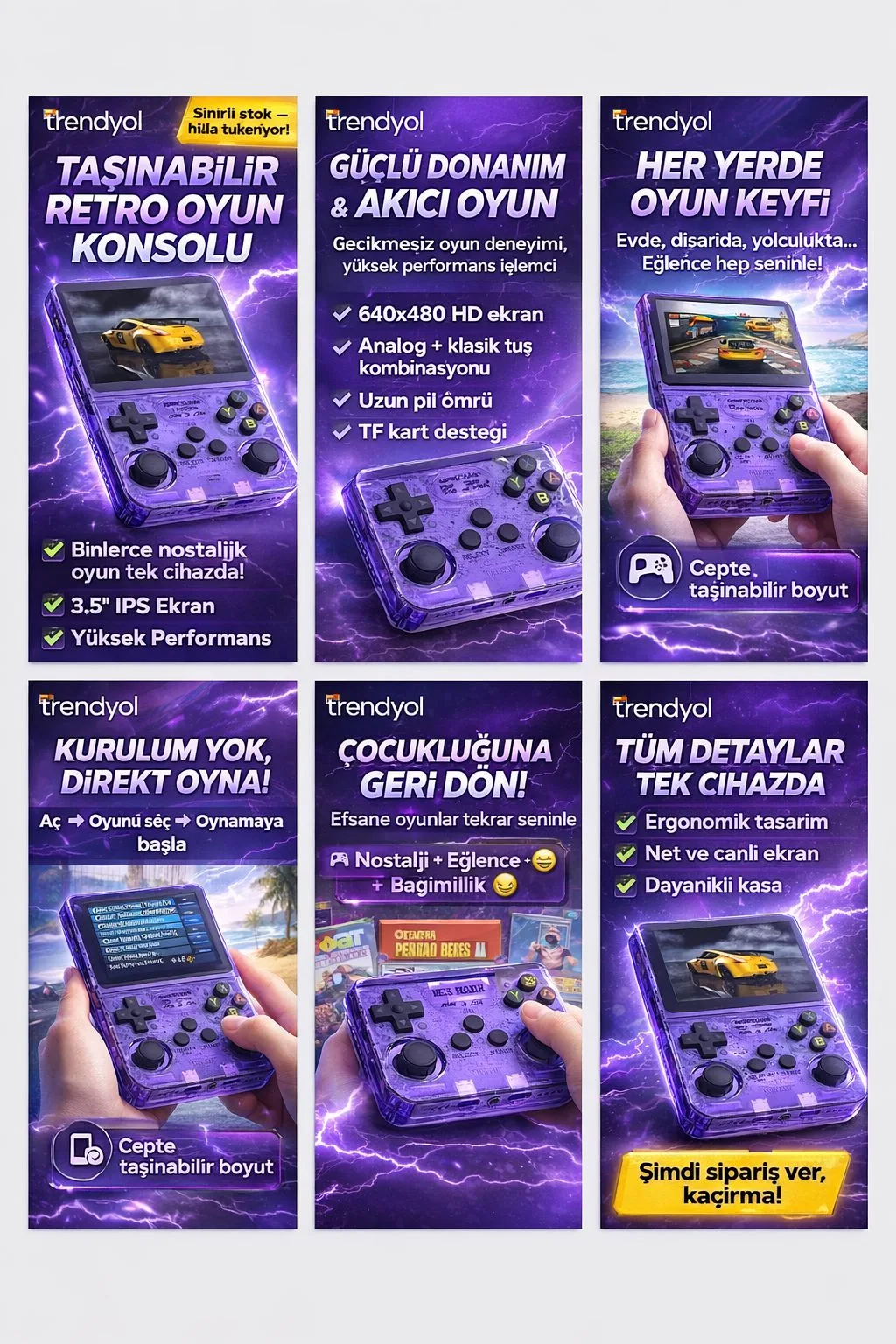 Taşınabilir Retro Oyun Konsolu – 3.5 İnç IPS Ekran – ürün görseli 7