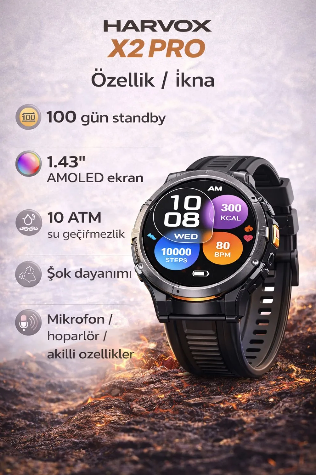 Harvox X2 Pro Akıllı Saat – AMOLED, Uzun Bekleme Süresi – ürün görseli 3
